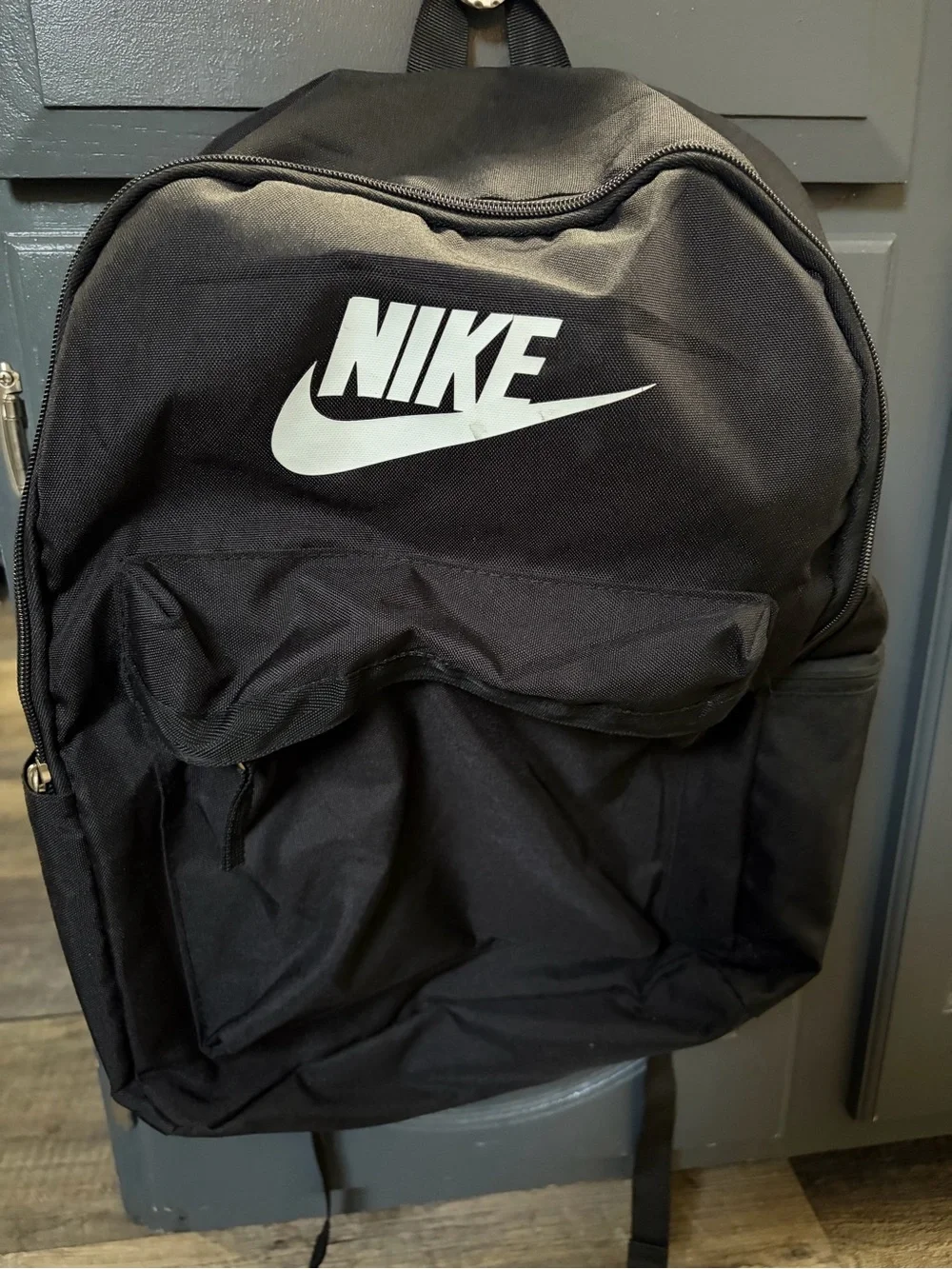 Nike Black Backpack with White Swoosh Logo